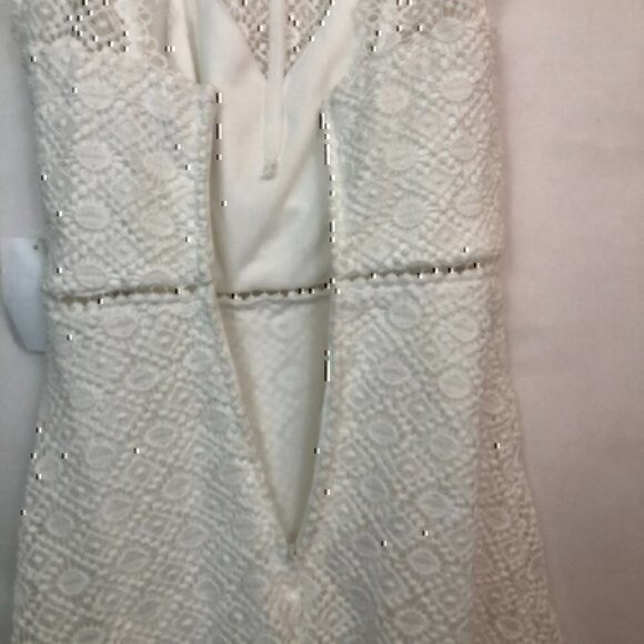 NEW NWT B DARLIN High Neck Lace Fit Flare Dress White Sleeveless Mini Party 1 2 - Picture 8 of 8